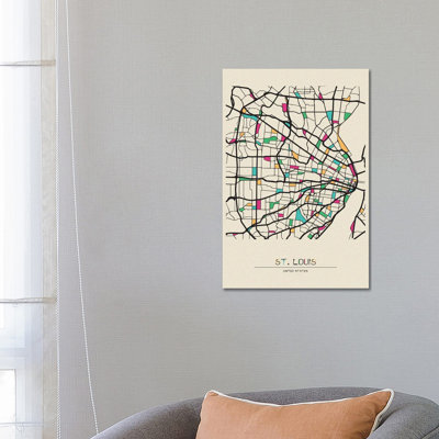 «St. Louis, Missouri Map» par Ayse Deniz Akerman - impression sur toile tendue