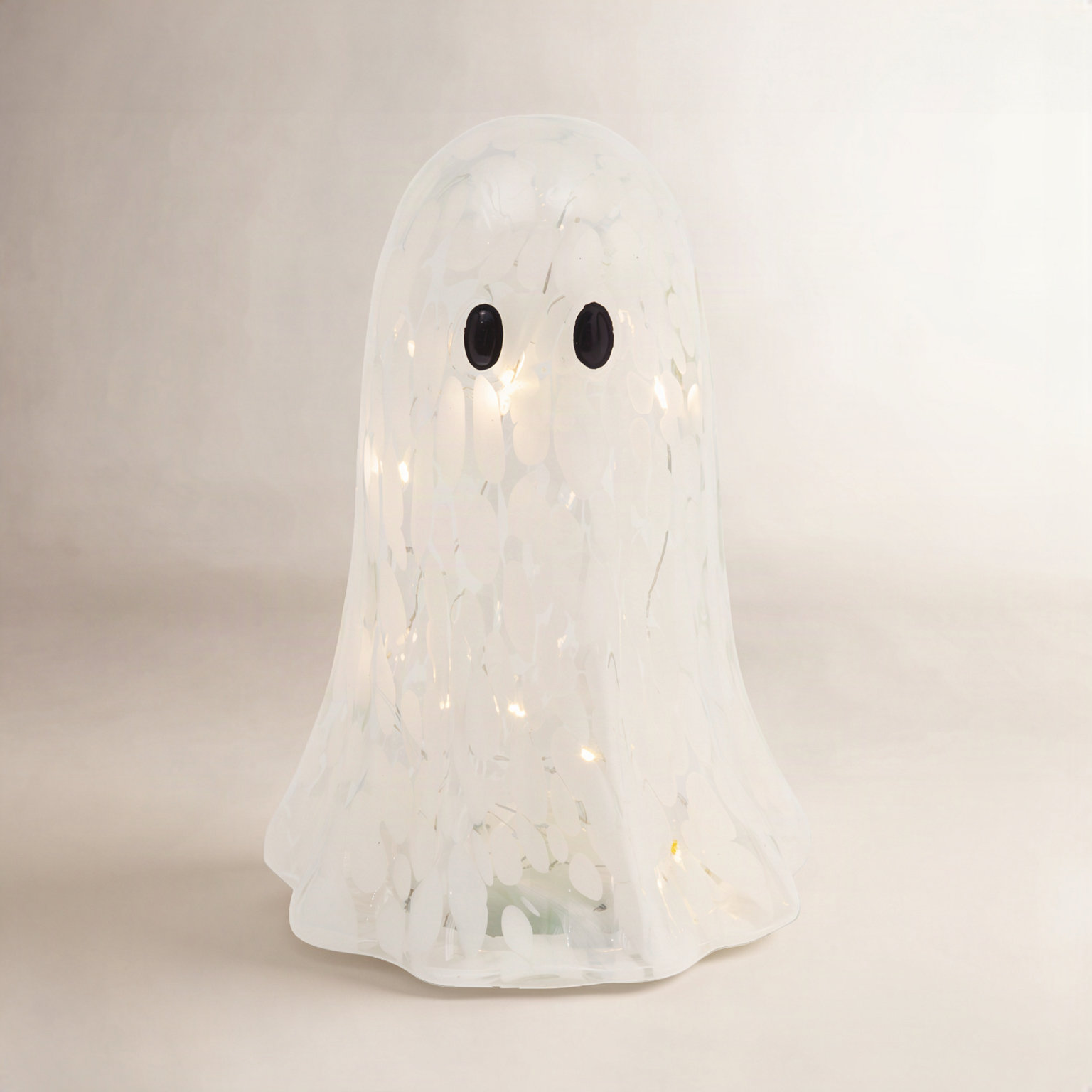 Lighted Glass Halloween Ghost with Timer 6.3"H