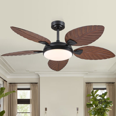 52" Tropical Palm Leaf Ceiling Fans With Lights And Remote