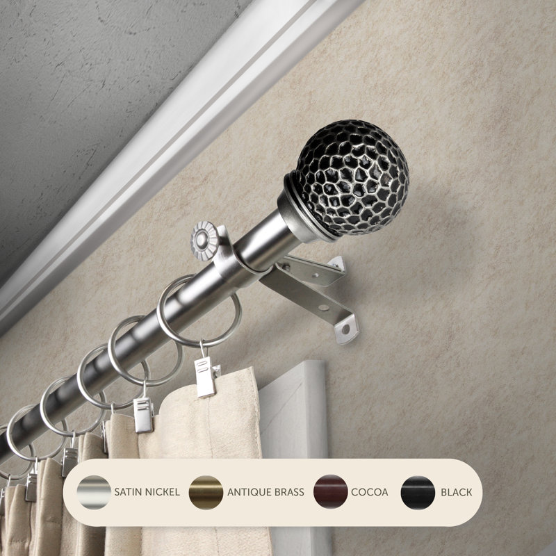 Tringle à rideaux Celio, 3/4 po de diamètre, 28" – 48", Nickel satiné