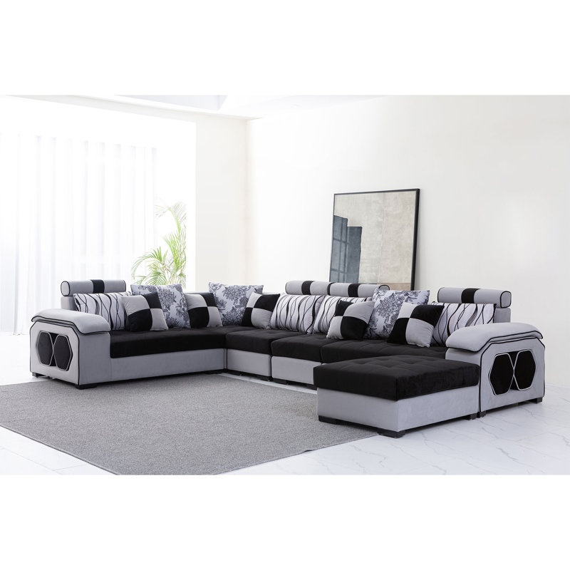 Canapé modulaire réversible en microfibre / microsuède de 142 po avec repose-pieds Arvella Andia