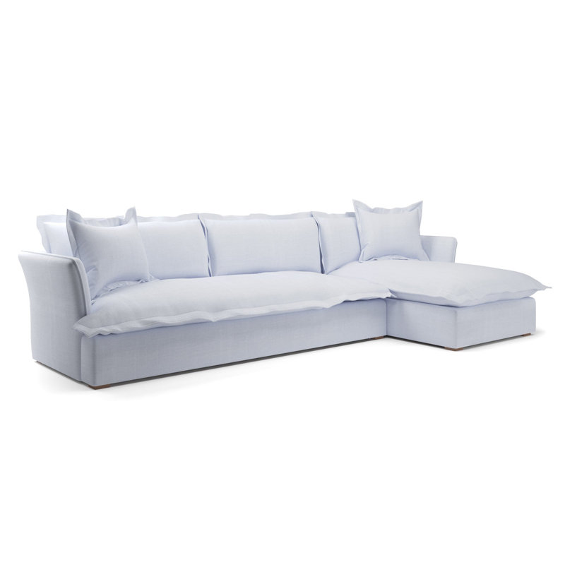 Haven Sectional With Chaise, White Polyester Blend
