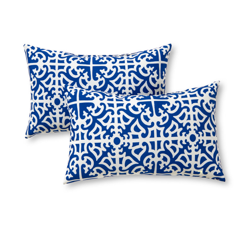 Henrich Indoor/Outdoor Striped Lumbar Pillow, Indigo