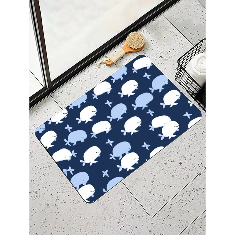 Joli tapis de bain bleu marine en forme de baleine, l 16 x L 24