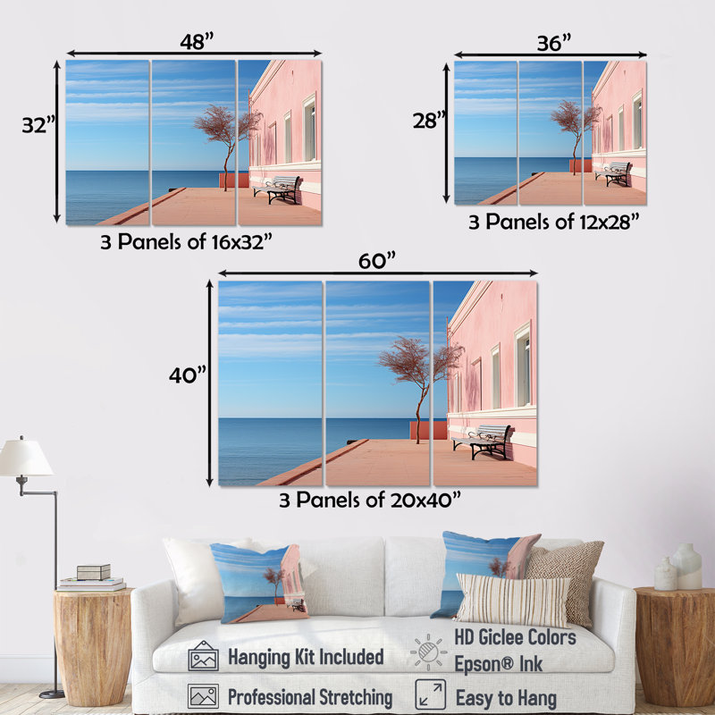 Ensemble de salon Coastal Dream Pink and Blue Retreat, H 40 po x l 60 po x P 1 po