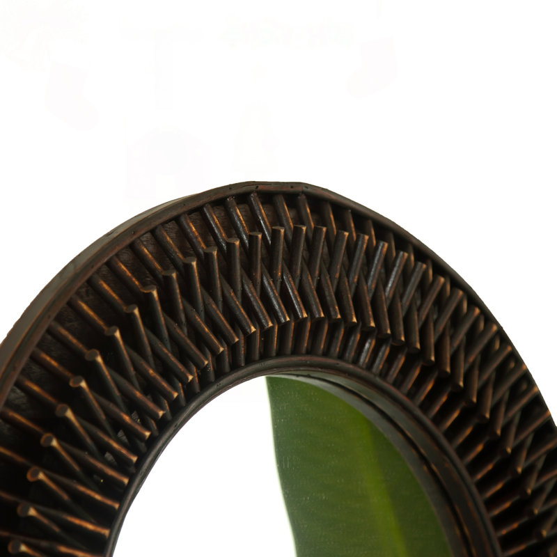 24'' Aura Dark Bamboo Artistry Round Wall Mirror