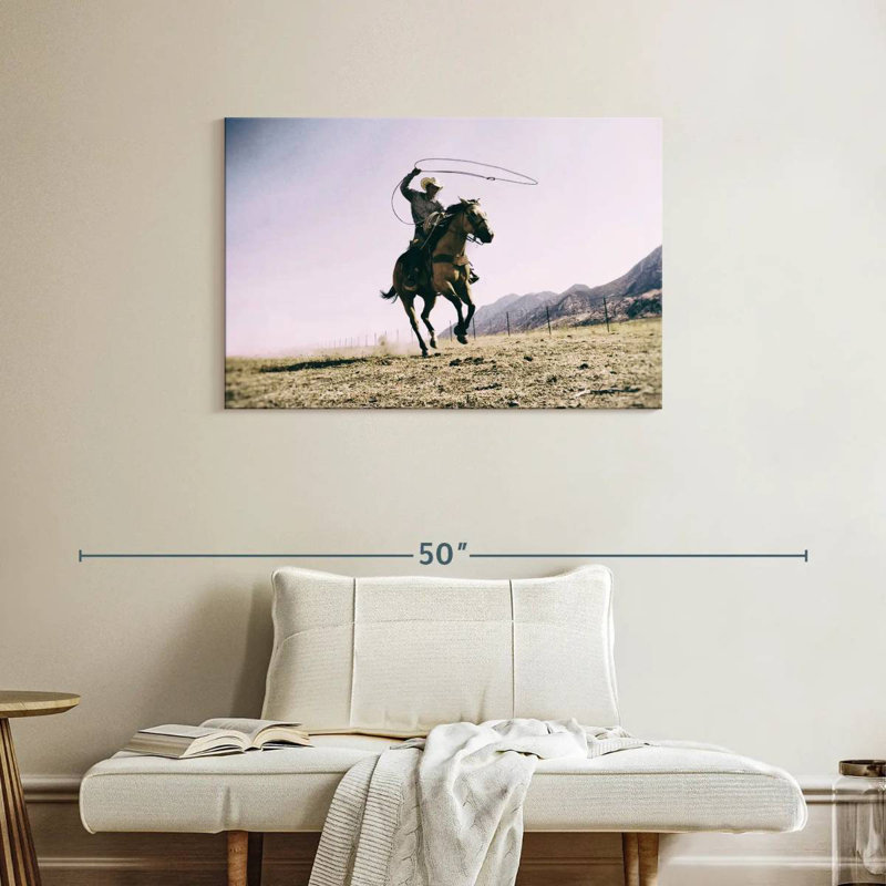 Lelar Cowboy et son lasso, H 24 po x l 36 po