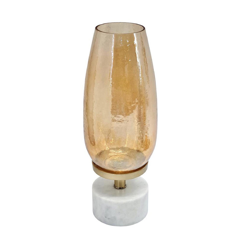 Gold Luster Glass and Marble Hurricane Lamp