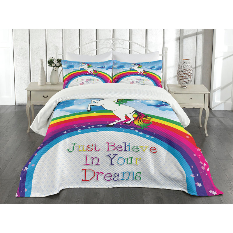 Multicolore ensemble de couvre-lit Ambesonne, Couvre-lit pour très grand lit + 2 taies décorat