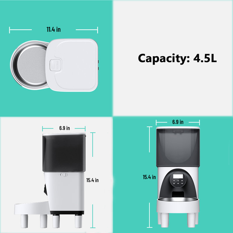 Distributeur automatique d'aliments secs surélevé, Noir / blanc