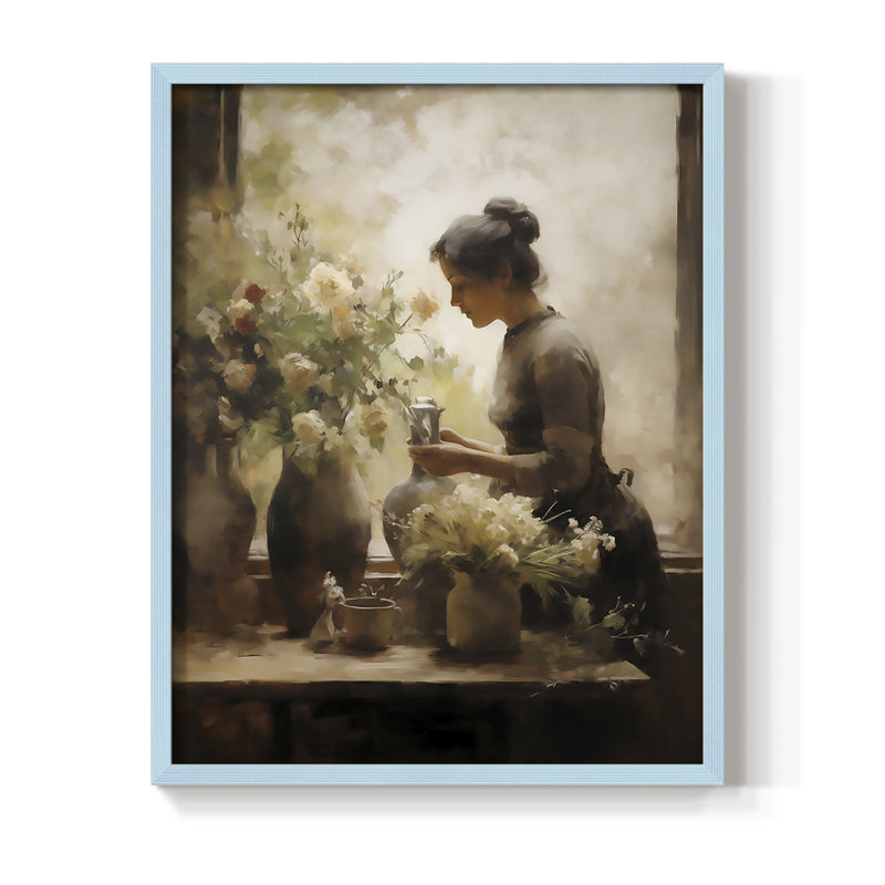 Reproduction encadrée WOMEN Series CDXV - bois massif, H 30 po x l 24 po, Bleu