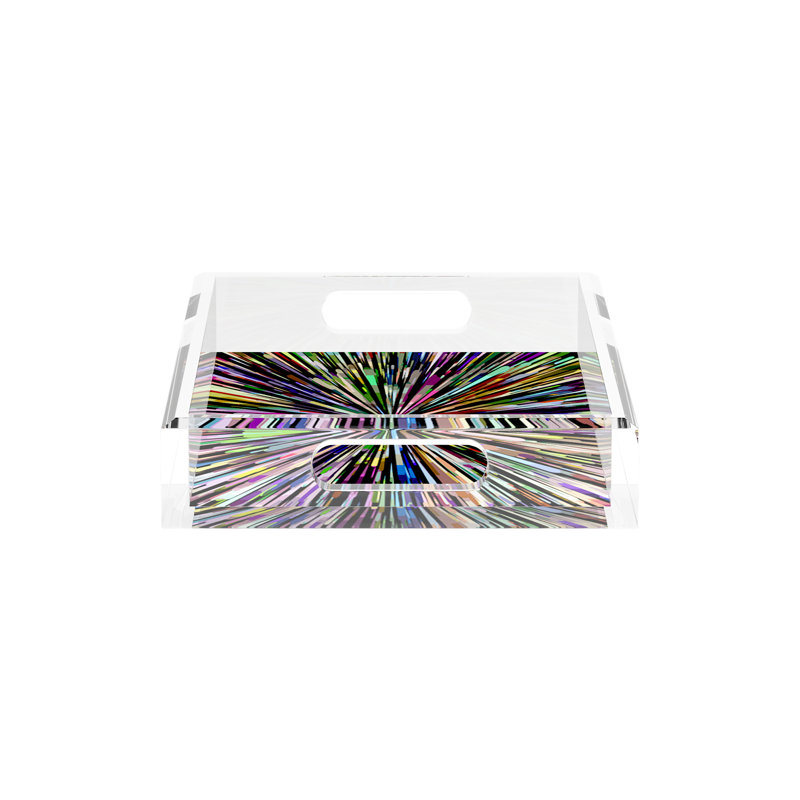 Fireworks Acrylic Rectangle Decorative Tray, Black, 2" H x 12.5" W x 7.75" D
