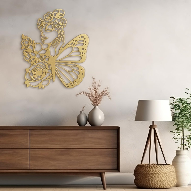 Wall Decor Metal, 24" H x 16" W x 0.05" D, Gold