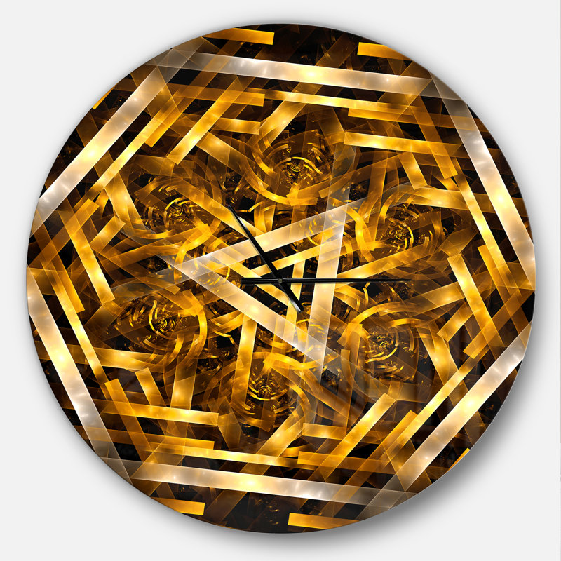 Horloge murale Fractal 3D Yellowish Hexagon, Surdimensionné