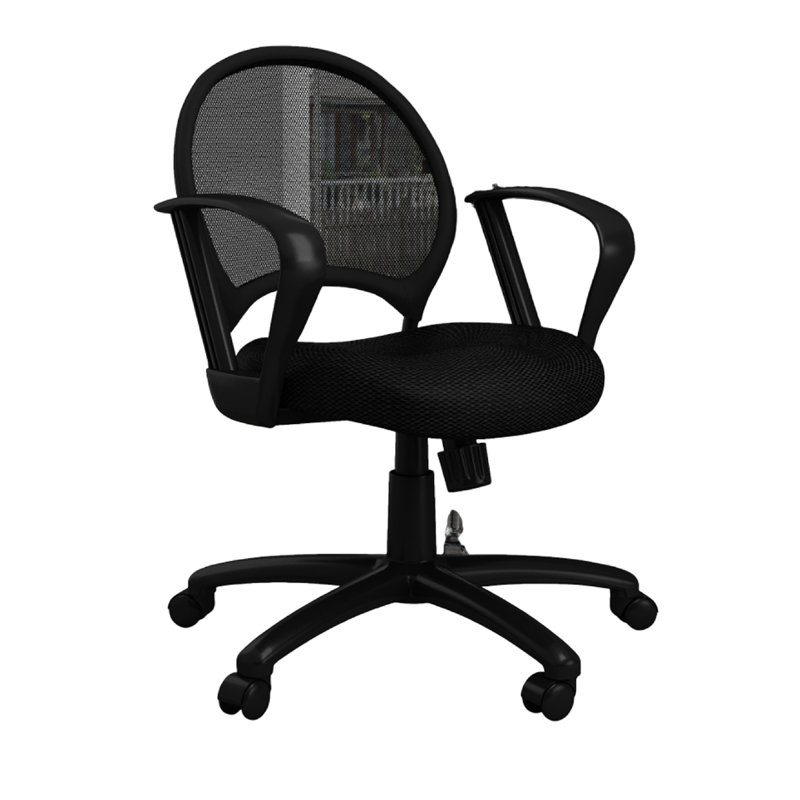 Lene Swivel Office Armchair, Black Mesh, Rolling Metal Frame
