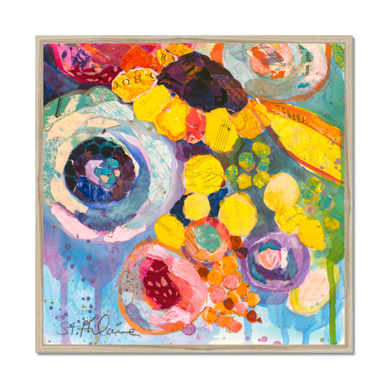 Bold Blooms V by Elizabeth St. Hilaire - Painting, 55cm H x 55cm W, Natural Wood Framed Paper Print