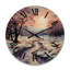 Horloge murale en bois blanc fuchsia Winter Sunrise II - Paysages-1828435294