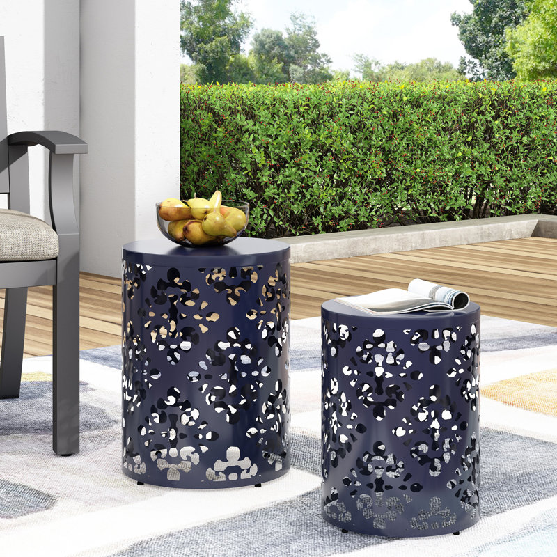 Metal S/2 End Table, Navy Blue
