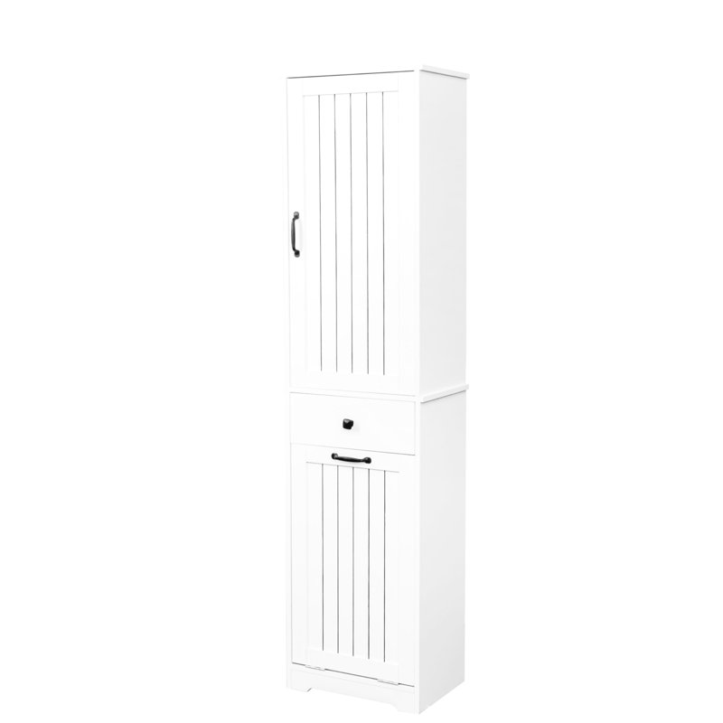 Armoire à linge compacte blanche avec rangement organisé et étagère