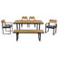 Ensemble de salle à manger 6 pièces en bois d'acacia, table de salle à manger rectangulaire avec 4 chaises rembourrées et 1 banc pour la terrasse, le jardin et la cour-126664703