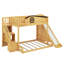 Lit simple superposé au dessus d'un lit double avec escalier de rangement et glissade, lit superposé en bois avec garde-robe et tablette, aucun sommier nécessaire-1764535829