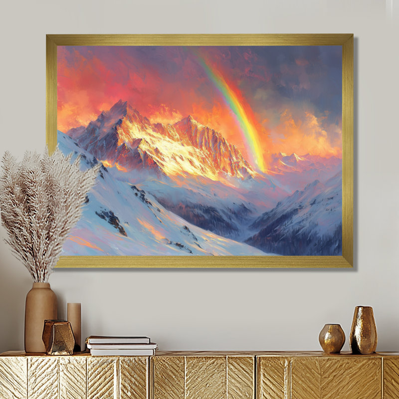 Rainbow Over The Snowy Peaks I - Rainbow Wall Art, H 12 po x l 20 po, Toile tendue