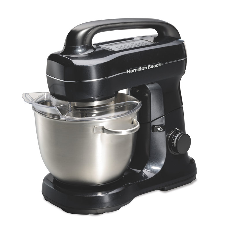 Hamilton Beach® 7-Speed 4-Quart Electric Stand Mixer with Splash Guard, Dough Hook, Flat Beater, and Whisk Attachments