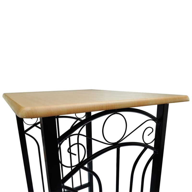  Table de bar et tabouret compact en bois et acier noir et beige