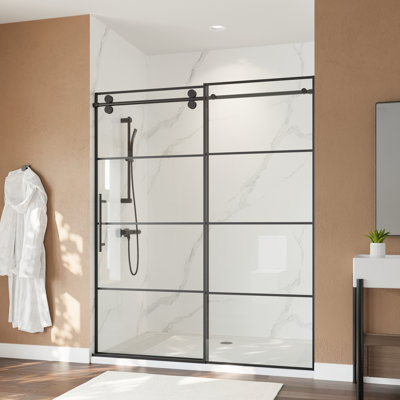 56" - 60" W X 72" H Single Sliding Framed Shower Door With Pattern Tempered  Glass