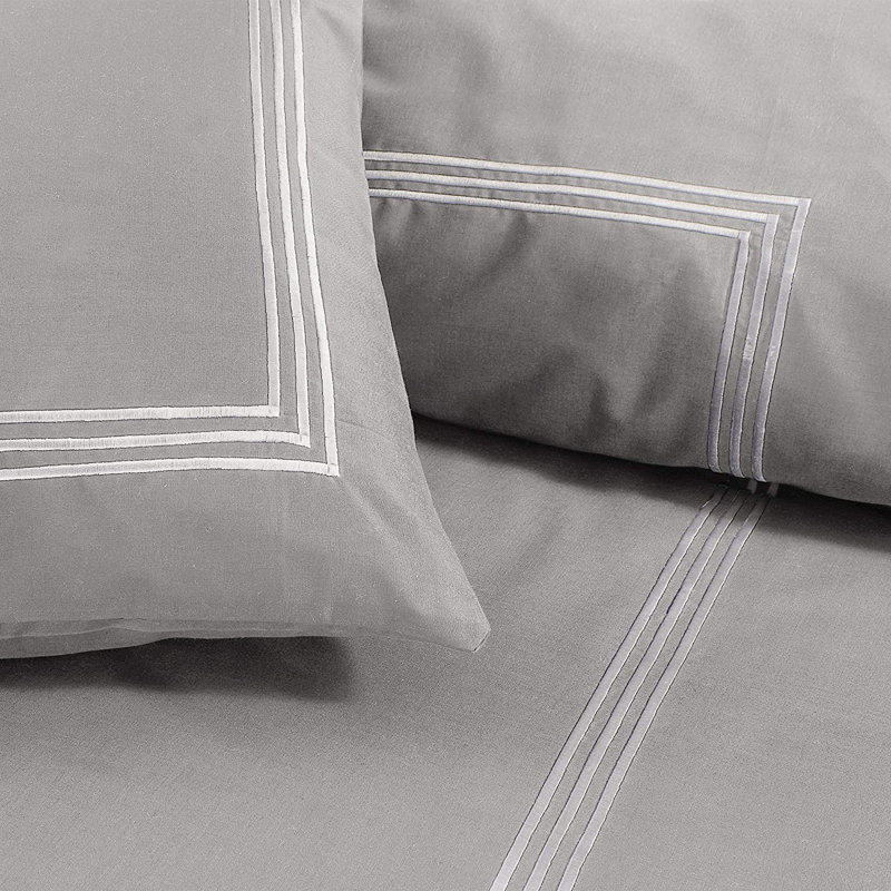 Harmonia Polyester Duvet Cover Set with Pillowcases, Single Duvet Cover + 1 Standard Pillowcase, Grey/White