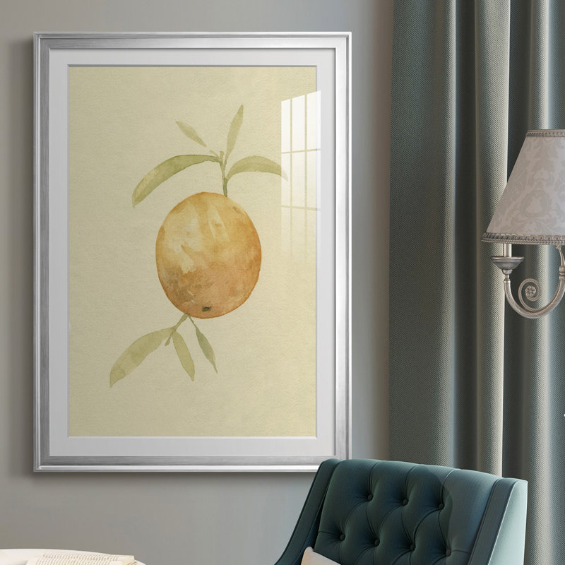 Dappled Oranges III - peinture encadrée, H 36,5 po x l 26,5 po x P 1 po, Cadre argenté