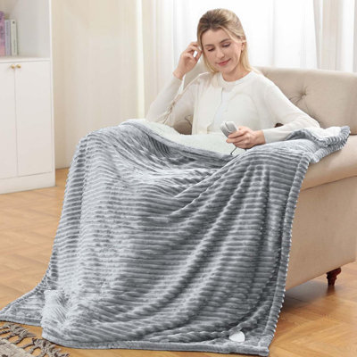 Heated Blanket Electric Throw - Soft Flannel Electirc Blanket 50x60, Heating Blanket with 10 Time Settings, 6 Heat Settings, Machine Washable with Ove -  INKEDZ, B0DF2DRXV50001