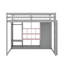 Lit mezzanine en bois pleine grandeur avec garde-robe, tablettes et armoire-567509906