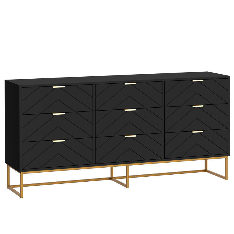9 - Drawer 59.1"W Double Dresser, Black