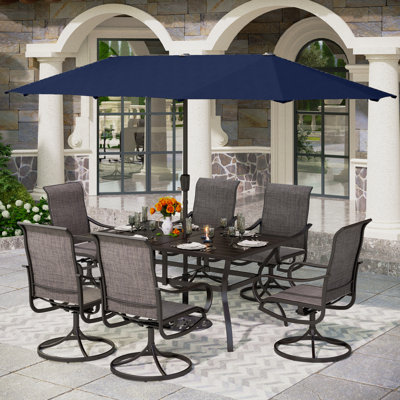 Alyah 6 - Person Metal Patio Dining Set with Rectangular Table