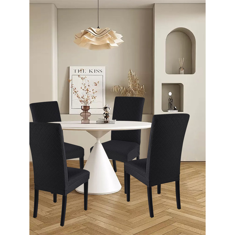 Housse pour chaise de salle à manger, Mélange de polyester noir