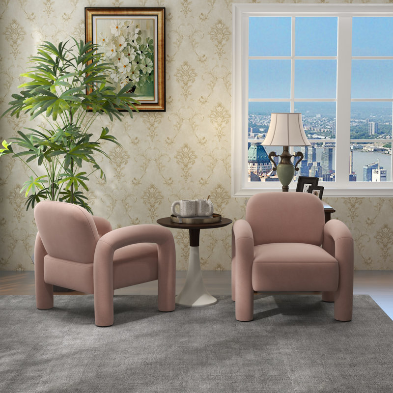 Iryanna 28'' Wide Velvet Armchair, Pink Velvet, 2