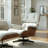 Leather Swivel Accent Chair With Ottoman-1160804672