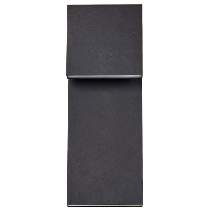LIMONLU Matte Black 38cm H Integrated LED Frosted Glass Outdoor Armed Sconce