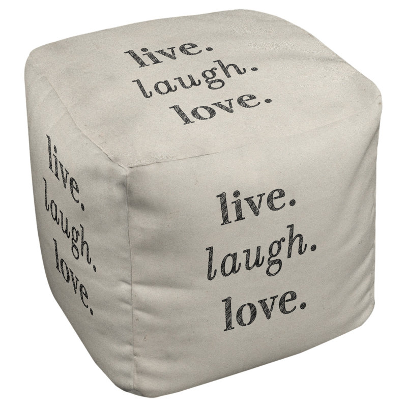 Upholstered Ottoman, White/Black