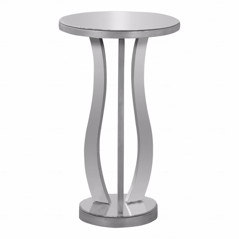 Accent Table, Side, End, Nightstand (Bedside Side Table), Lamp, Clear Mirror, Grey, Transitional