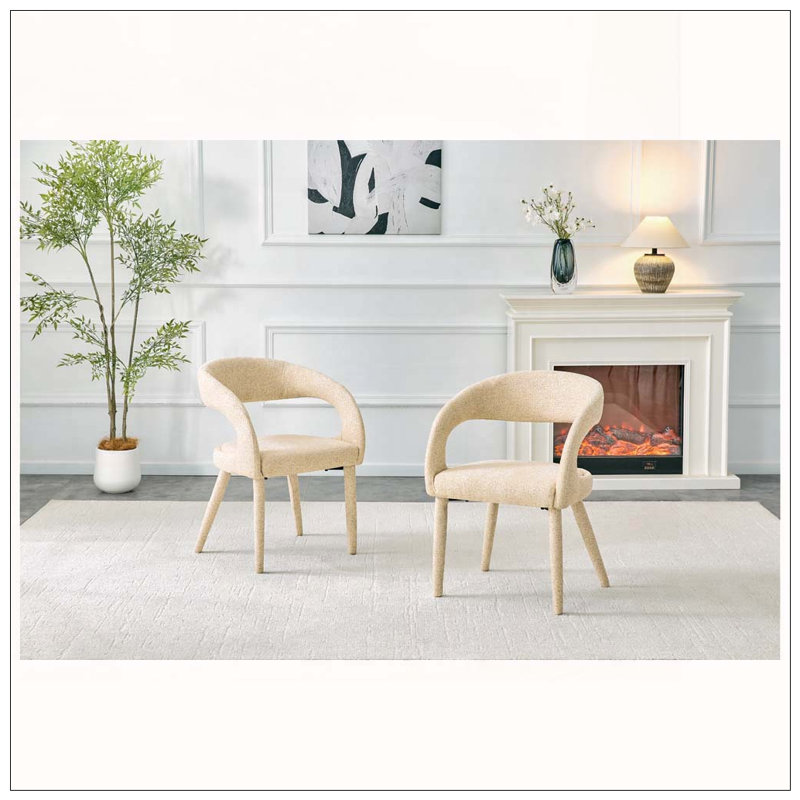 Chaise rembourrée Sherpa, Oatmeal,Yellow