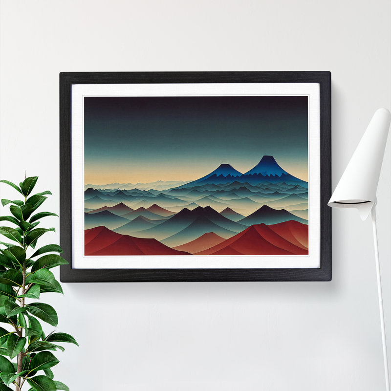Fearless Japanese Mountains - Single Picture Frame Print, Black, 46cm H x 64cm W x 2cm D