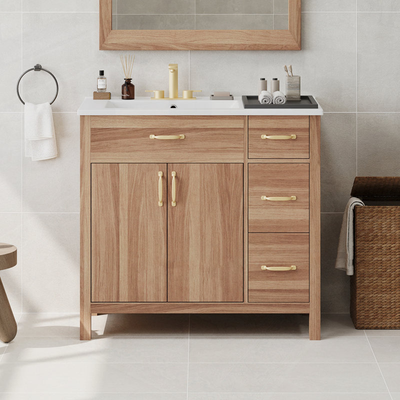 Wood Bathroom Vanity with Solid Wood Frame
