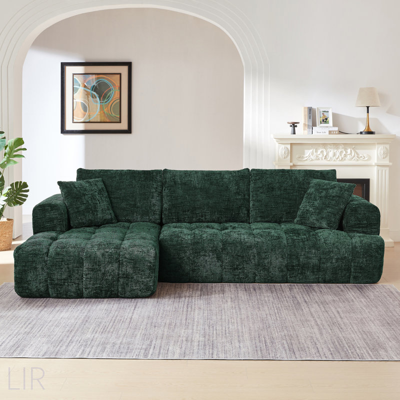 Chenille L-Shape Luxury Sectional Oversized Sofa, Minimalist Design, Comfy Sleeper Couch For Living Room, Apartment & Reception Spaces, No Assembly Required