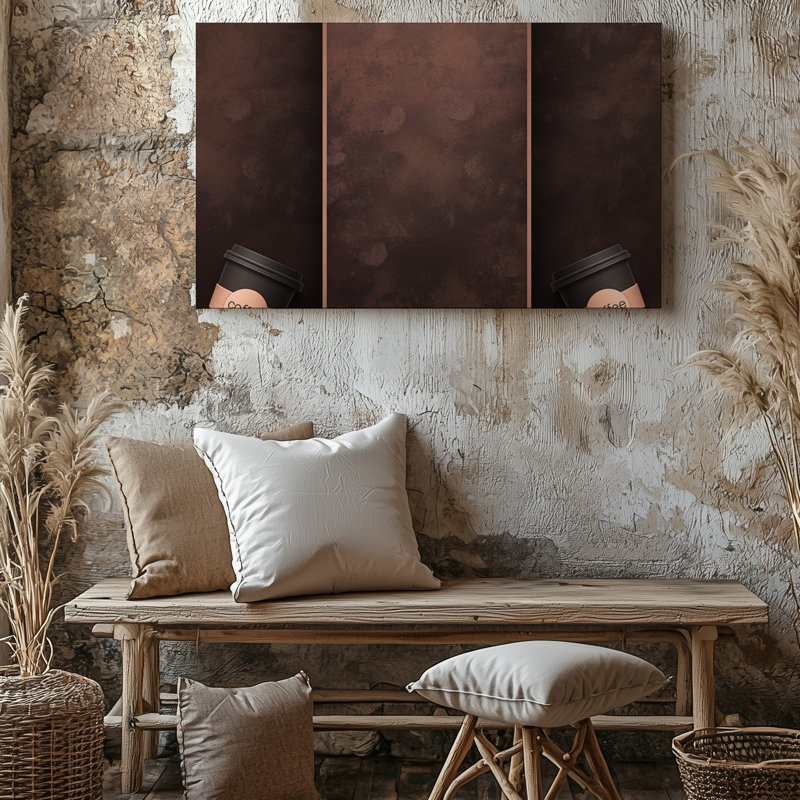 Reproduction d'art numérique sur toile à thème, "Cozy Coffee", H 9 po x l 12 po