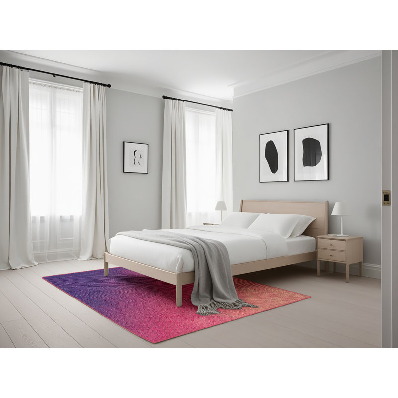 Dégradé mauve Tapis décoratif, Rectangle 5 pi x 7 pi