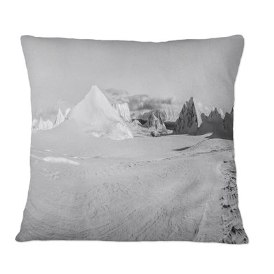 Design Art Panoramic Picture Of Arctic Landscape I - Nautical & Coastal Printed Throw Pillow In Black;white