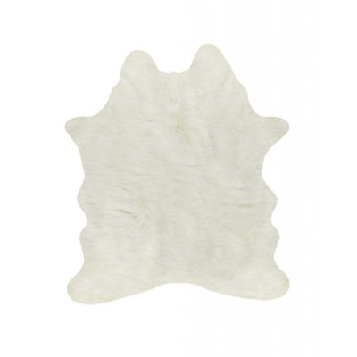 Shela Faux Cowhide White Area Rug