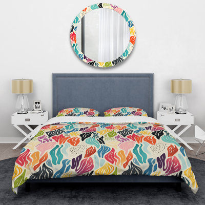 Abstrait corail abstrait multicolore Azure II - ensemble de housse de couette abstrait - microfibre de polyester